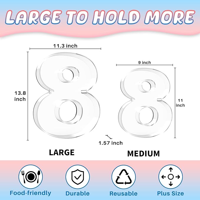 13.8" Extra Large Acrylic Number Charcuterie Board Box, Reusable Fillable - Image 2