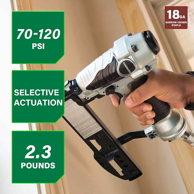 Metabo HPT Narrow Crown Stapler, 18 Gauge Pneumatic, N3804AB3 | Ergonomic Design - Image 3