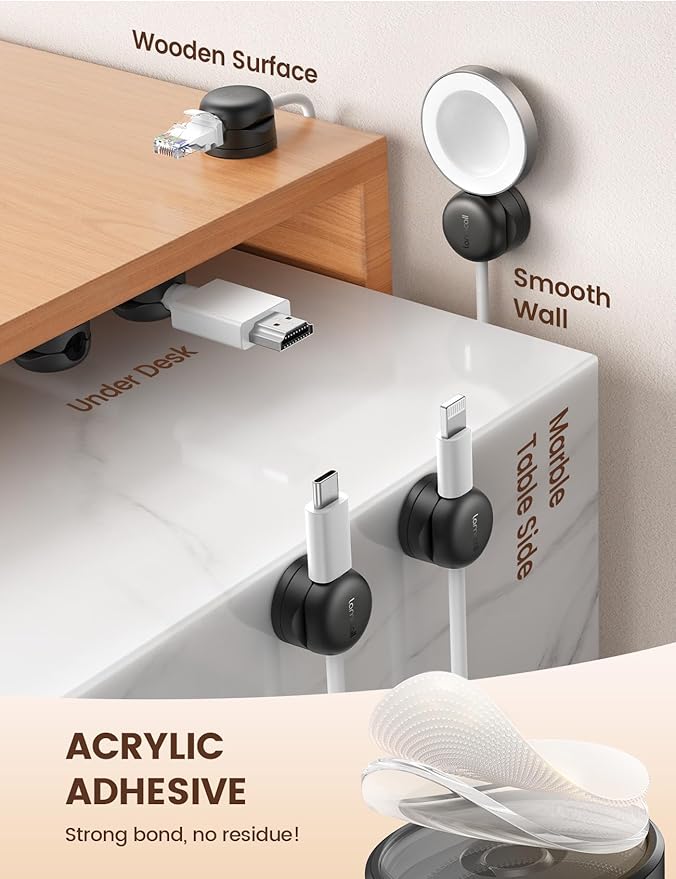 6Pack Rotatable Cord Organizer, Spring Cable Clips - Image 5