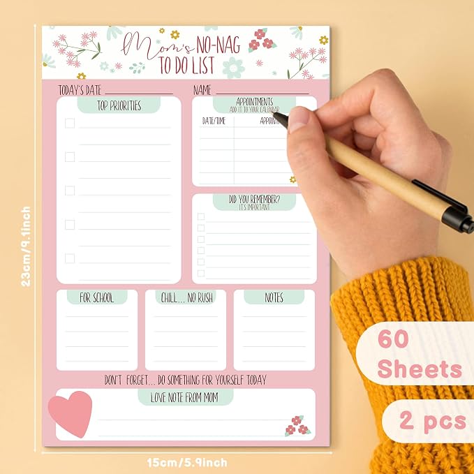 Eaasty 2 Pcs 120 Sheets Mom's No-nag to-do List, Tear-Off 6 x 9 Sheet Pad - Image 2