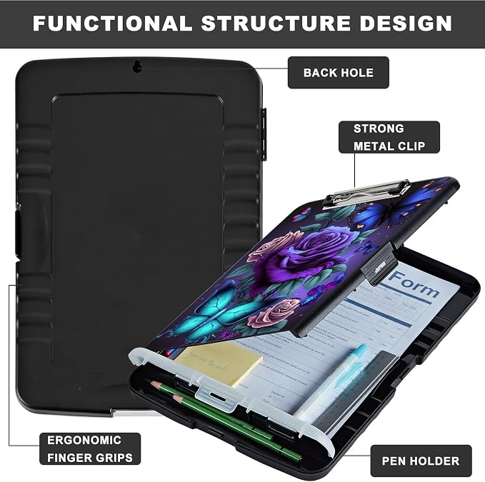 Clipboard with Storage, Heavy Duty Plastic Storage Clipboard with Low Profile - Image 6