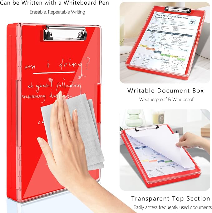 SFLHHDM Clipboard with Storage, Heavy Duty Clip Boards 8.5x11 with 2 Storage - Image 3