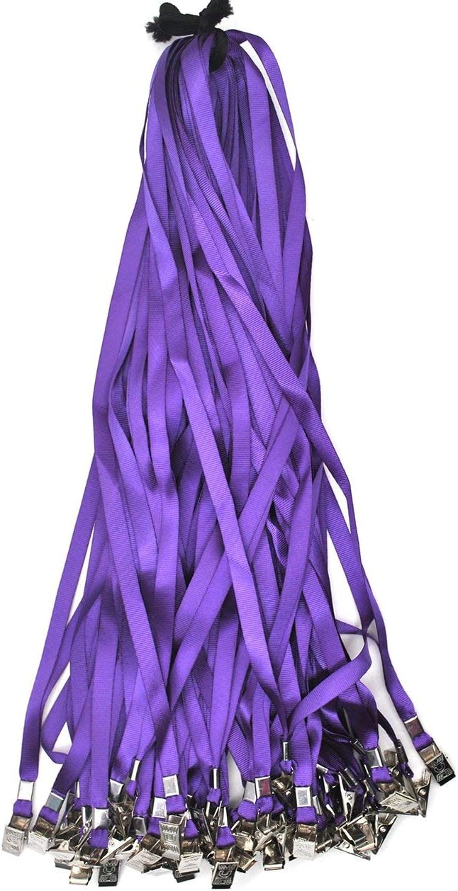 Beebel Purple Lanyards 100 Pack Nylon Flat Badge Lanyard - Image 3