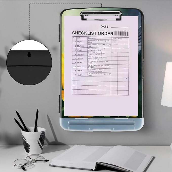 Clipboard with Storage, Heavy Duty Plastic Storage Clipboard with Low Profile - Image 4