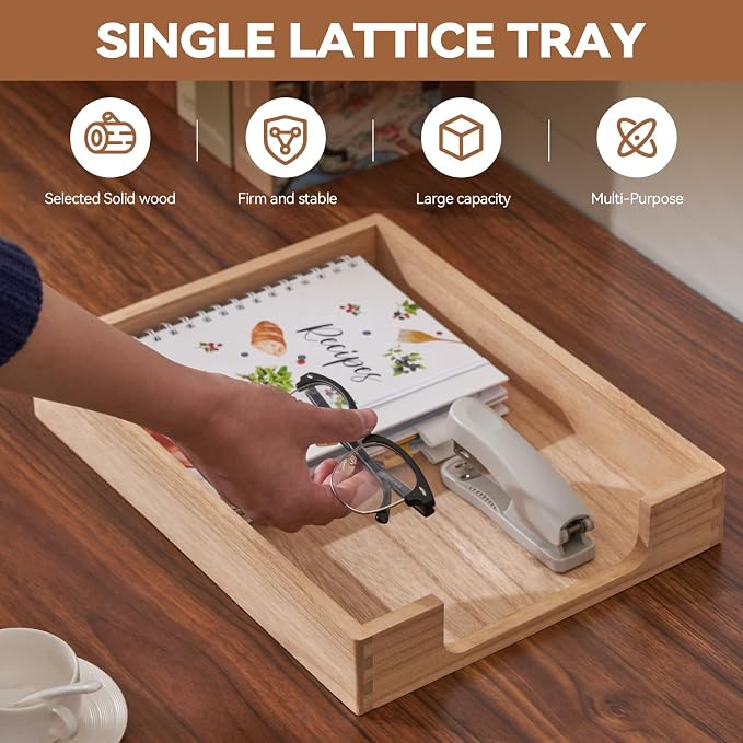 KIRIGEN Wood Letter Tray, Single-Tier Front-Load Desktop Paper Organizer - Image 2