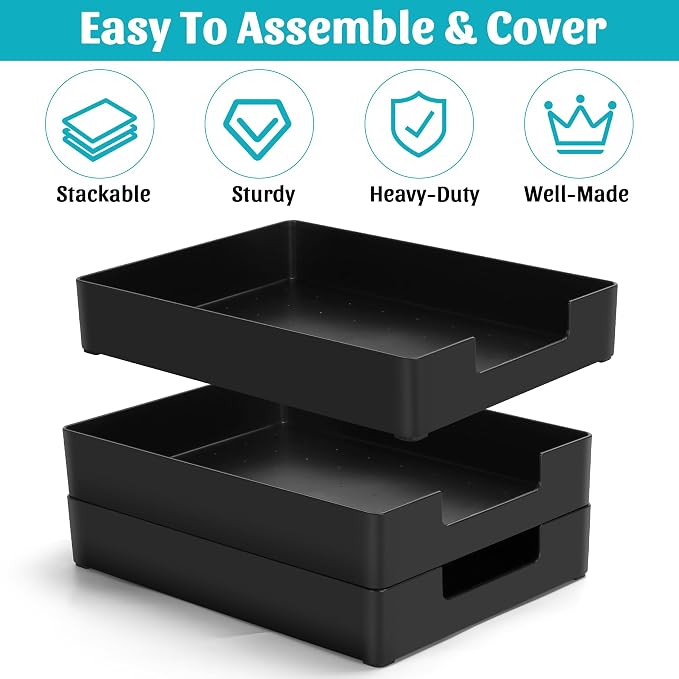 Letter-Size Tray Desk Letter Tray Paper Tray, Sturdy Heavy-Duty Plastic Printer - Image 4