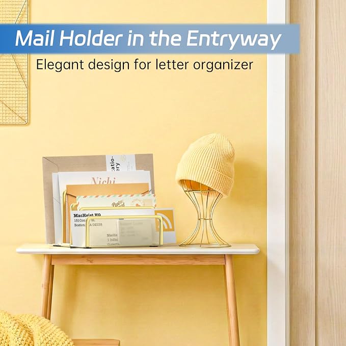 Mail Organizer Countertop with 5 Slot, Metal Mail Holder - Image 3