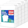 204 Pcs Binder Dividers with Tabs, 1/6 Cut Tabs, Dividers by YesBes
