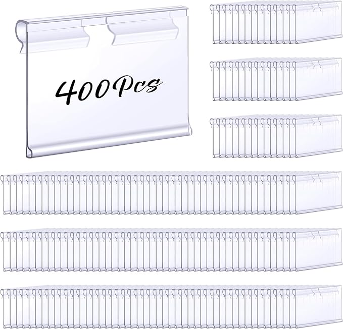 Tatuo 400 Pcs Reusable Plastic Wire Shelf Label Holders, Price Card Sign by Tatuo