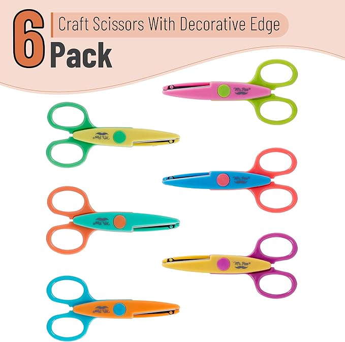 Mr. Pen- Craft Scissors Decorative Edge, 6 Pack, Pastel Colors | Zig Zag - Image 3