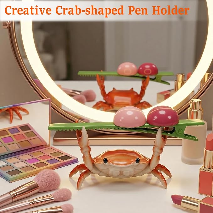 4 Pcs Crab Pen Holder, Creative Weightlifting Desk Crab Pen Holder Stand - Image 2