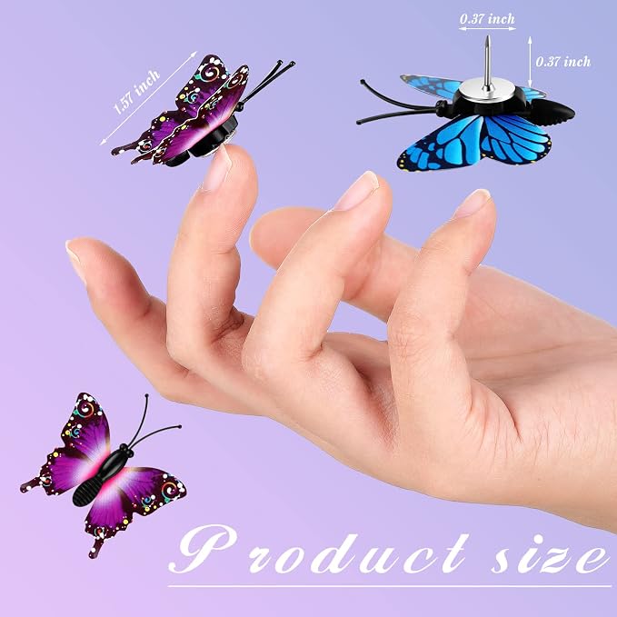 Epakh 100 Packs Butterfly Thumb Tacks Butterfly Push Pins Decorative Thumb - Image 2