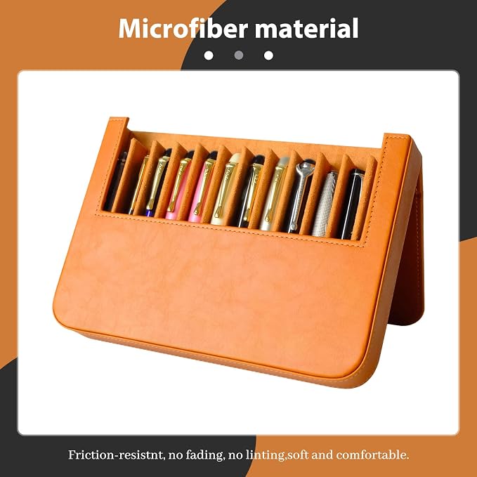 Leather 12 Fountain Pen/Pencil Tray Case Organizer, Fashion Design, Magnetic - Image 3