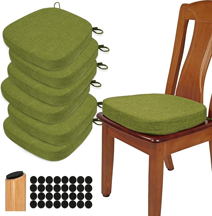BUYUE Thickened 2.5" Dining Chair Cushions Set of 6, U-Shape High Density Foam by BUYUE