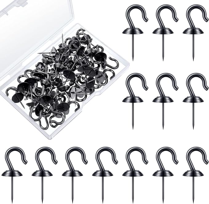 Hotop 30 Pieces Push Pin Wall Hooks Metal Thumb Tack Hangers Iron Alloy Nail by HOTOP