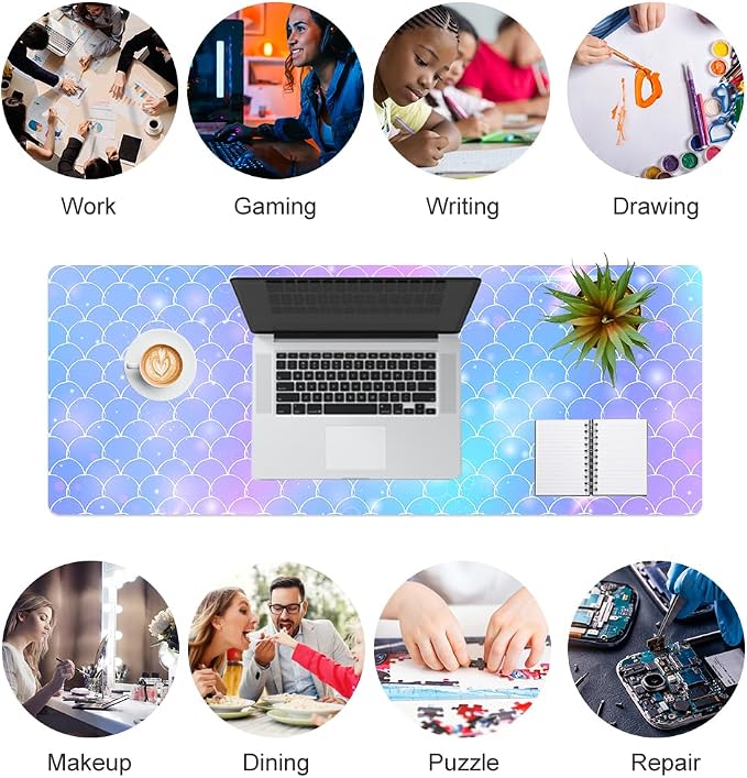 QiyI Large Desk Pad, Colorful Mouse Pad Desktop Decor, Waterproof PU Leather - Image 7
