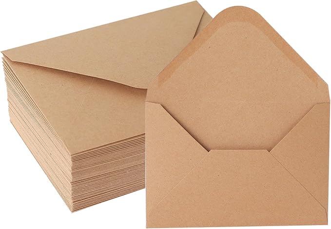 V-flap Kraft Envelopes, 50 Pack, 4 x 6 Inch, A4 Envelopes, Card Envelopes by Janvale