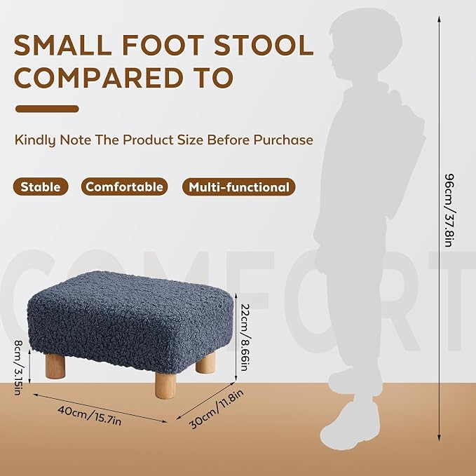 Small Foot Stool Ottoman, Sherpa Footstool Ottoman Foot Rest - Image 2