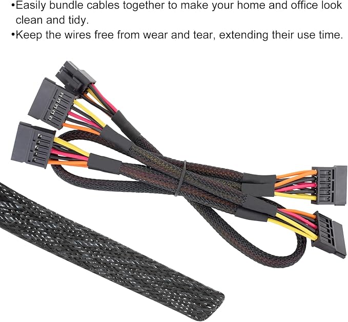 25ft PET Expandable Wire Loom 3/8 Inch, PET Braided Wire Sleeving Cable - Image 4