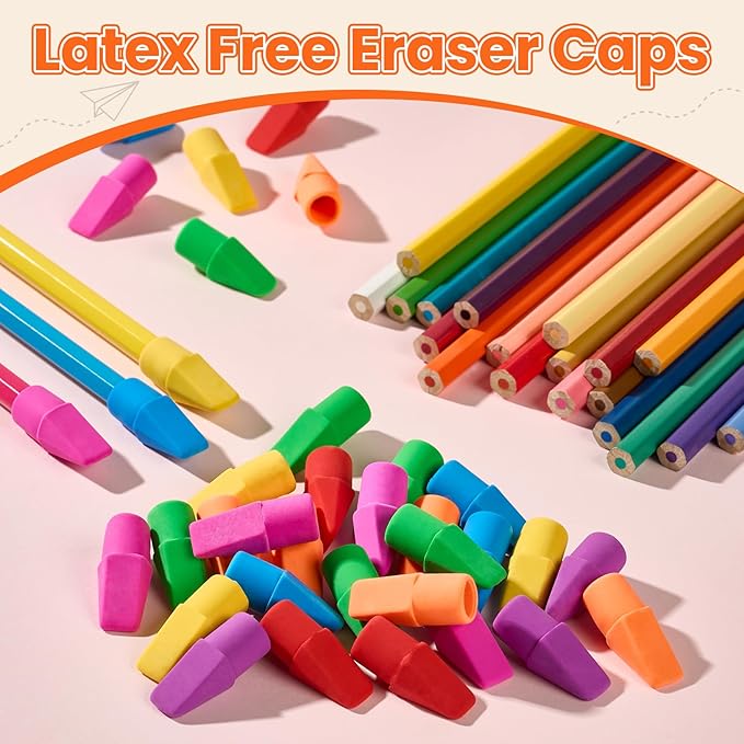 60 Pack Erasers for Kids, Sooez Pencil Top Erasers, Eraser Caps, Cap Toppers - Image 5