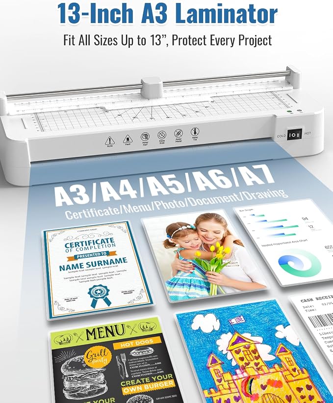 13 Inch Laminator Machine with Sheets 50pcs, Paper Trimmer Corner Rounder Scale - Image 7