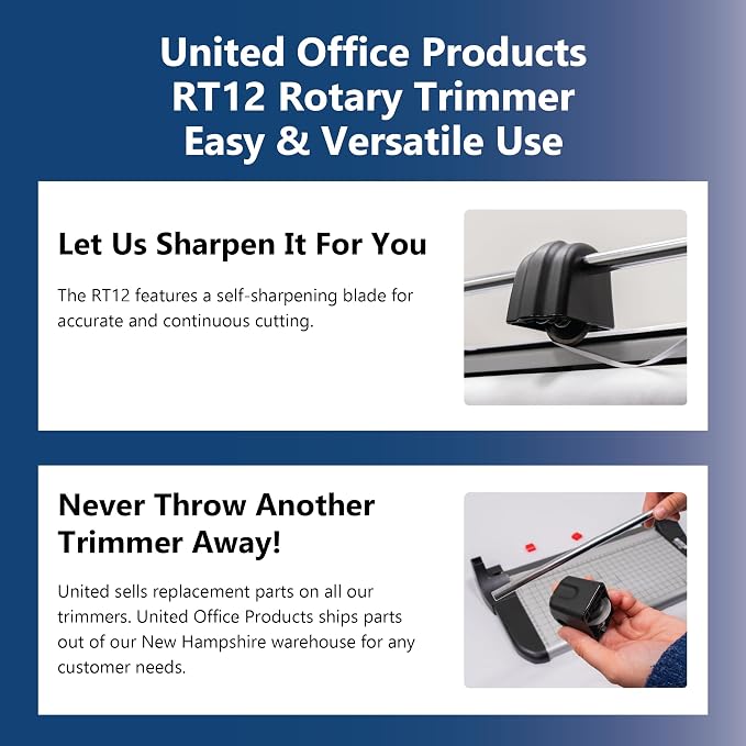 United Office Products RT12 Rotary Paper Trimmer, 12.5" Cut Length, 10 Sheet - Image 6