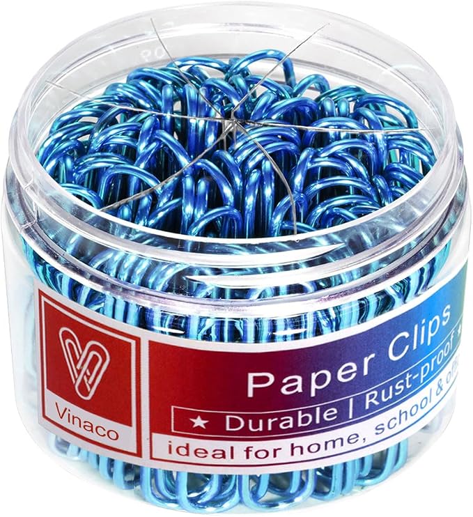Vinaco Blue Paper Clips, 1.3" & 2" Paper Clips, Durable & Rustproof by LightingMadeSimple