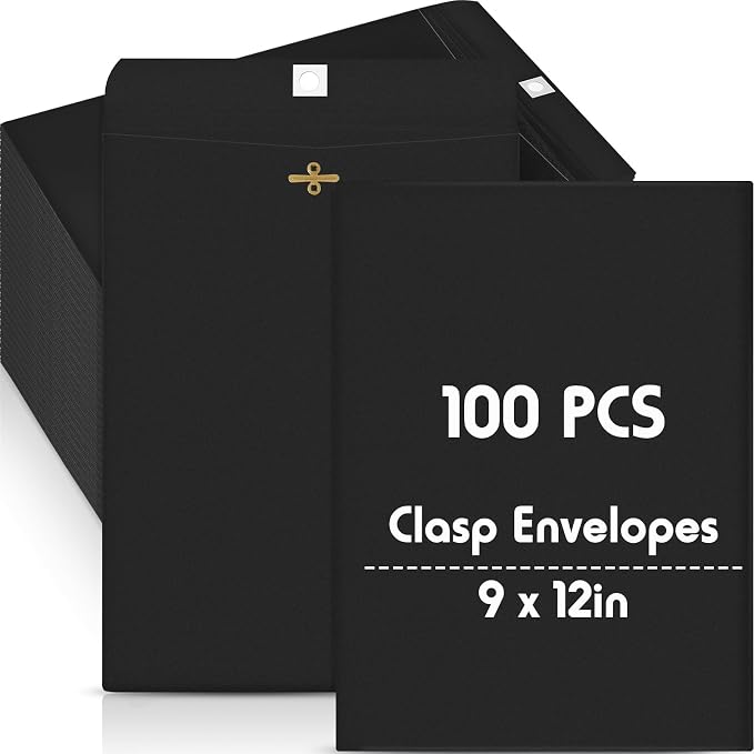Geyee 100 Pcs Clasp Manilla Envelopes 9 x 12 Inch Gummed Colored Envelopes by Geyee