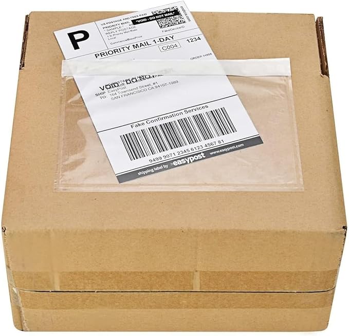 9527 Product 7.5" x 5.5" Clear Adhesive Top Loading Packing List/Shipping Label - Image 8