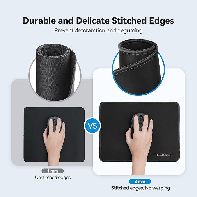 TECKNET Mouse Pad with Anti-fray Stitching, Waterproof Surface & Non-Slip - Image 2