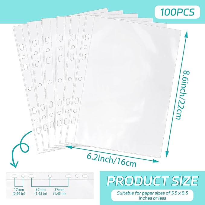 VOKOY 100 Pack 5.5x8.5 Inch Sheet Protectors - Image 2