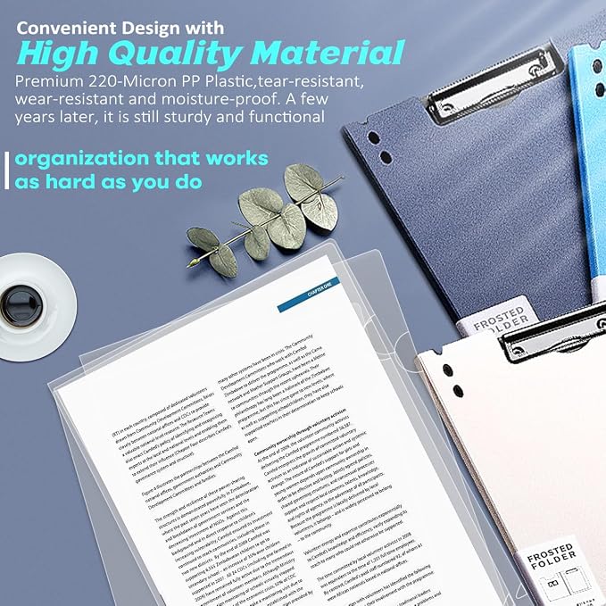 JIKIOU 30 Pack Clear Document Folder Copy Safe Project Pocket L-Type Clear - Image 5