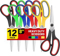 BURVAGY 8" 12 Pack All Purpose Heavy Duty Scissors- Comfort-Grip Sharp Scissors by BURVAGY
