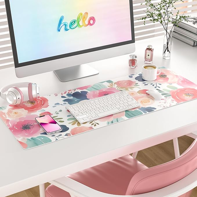 Colorful Star Large Mouse Pad, Women Girls PU Leather Waterproof Gaming Mousepad - Image 2