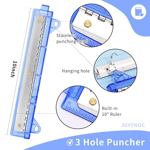 AEFFNOC 3 Hole Punch, Portable 3 Hole Puncher - Image 3