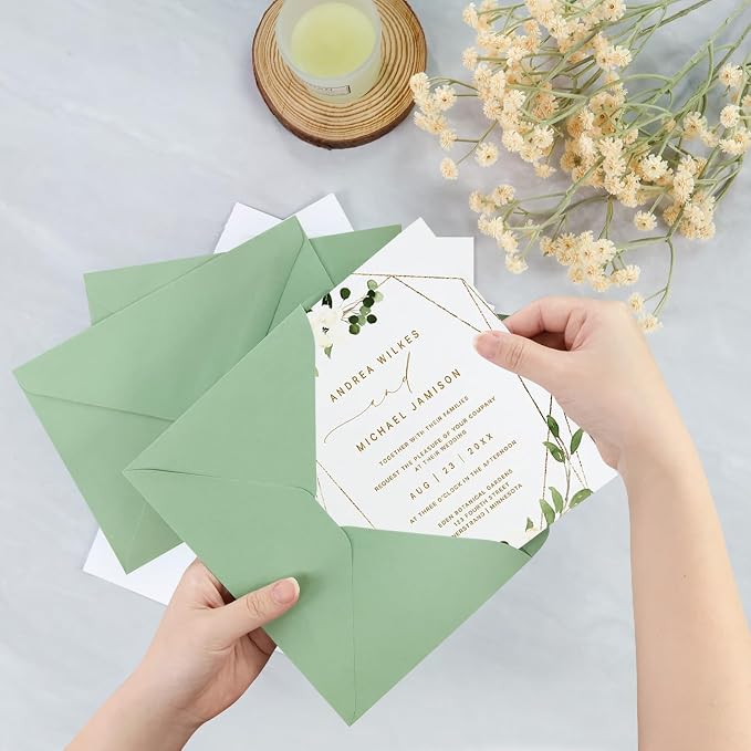 200 Pack A7 Envelopes, Sage Green Greeting Card Envelopes Self Seal, 5.24 x - Image 5