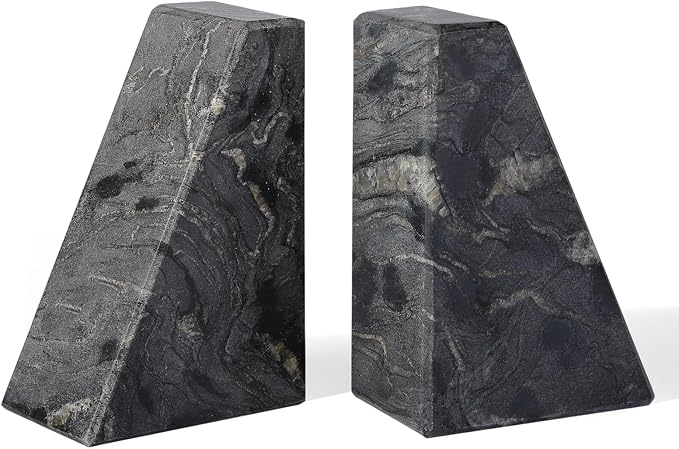 Karibiber Marble Bookends for Heavy Books, Decorative Book Ends for Shelves - Image 7