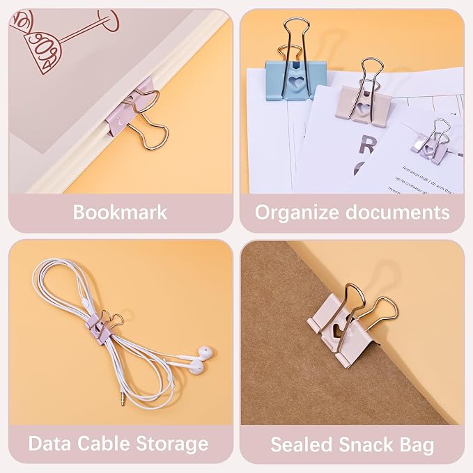 BAYTORY 48Pcs Pastel Binder Clips, 1 Inch Medium Binder Clips, - Image 4