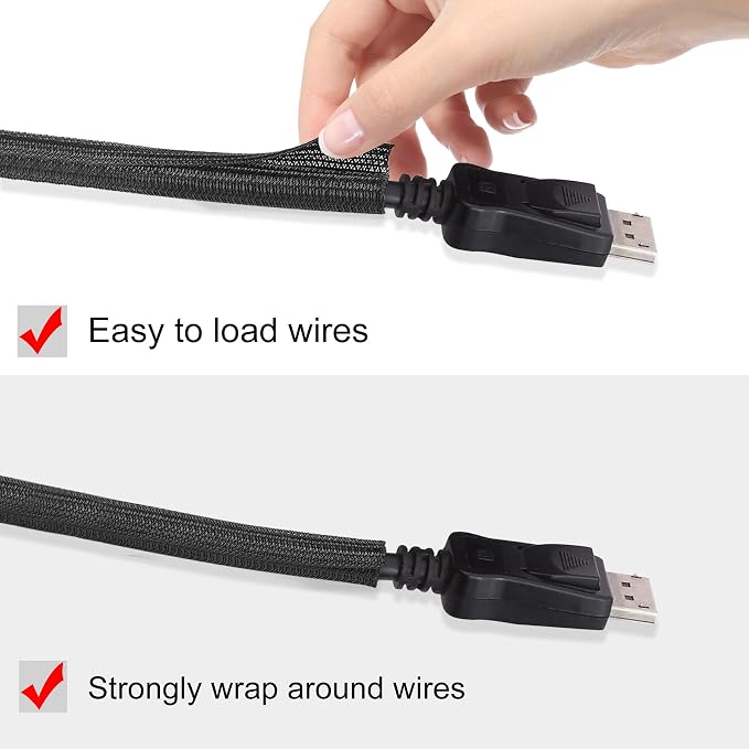 25ft - 1/4 inch Cord Protector Cable Sleeve Split Wire Loom Tubing - Image 3