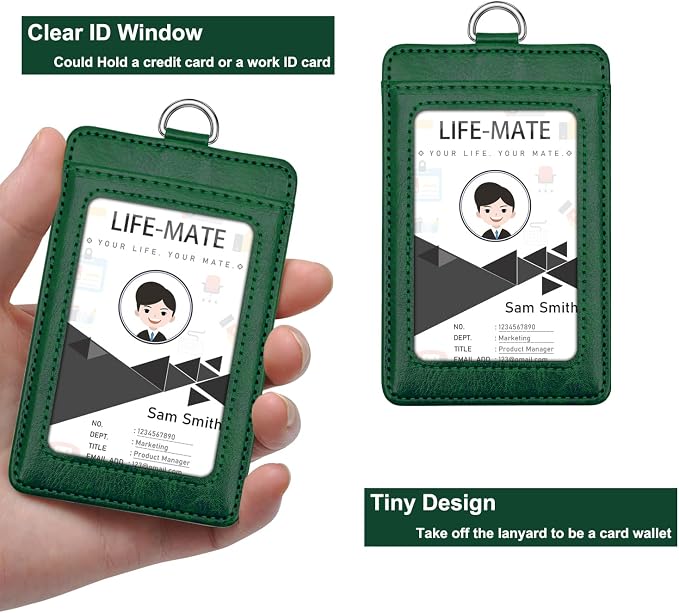Life-Mate ID Badge Holder with 1 Clear ID Window, 1 Credit Card Slot and PU - Image 3