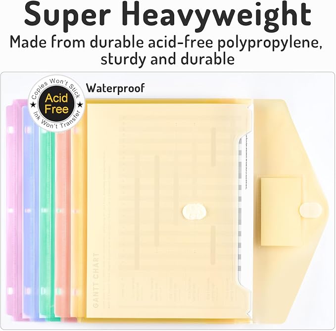 Forvencer Binder Pocket, 5 Pack Super Heavyweight Plastic Folders - Image 4