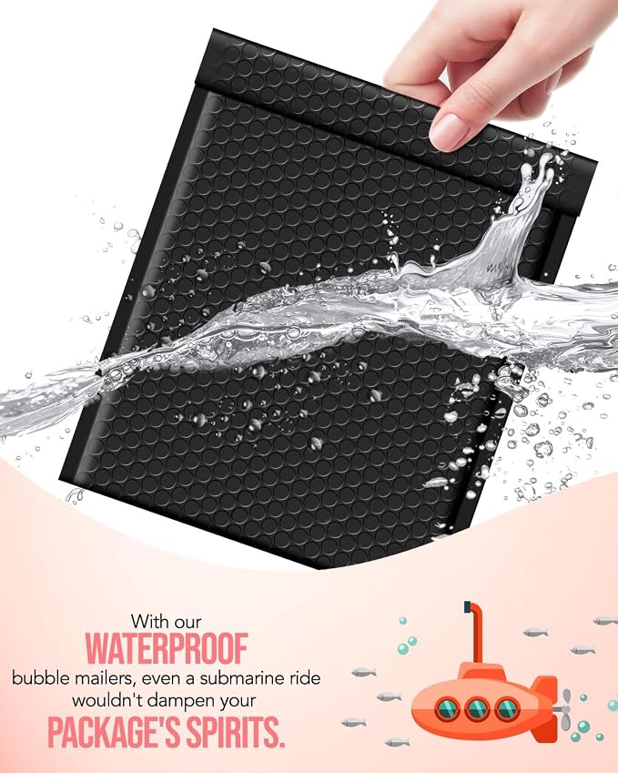 GSSUSA Black Bubble Mailers 8.5X12 Inches 500 Pack, Padded Poly Bubble Mailer - Image 4