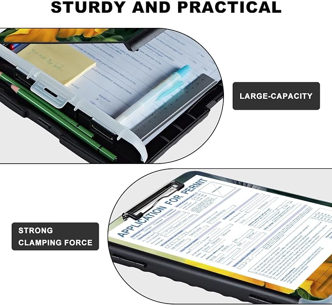 Clipboard with Storage, Heavy Duty Plastic Storage Clipboard with Low Profile - Image 3