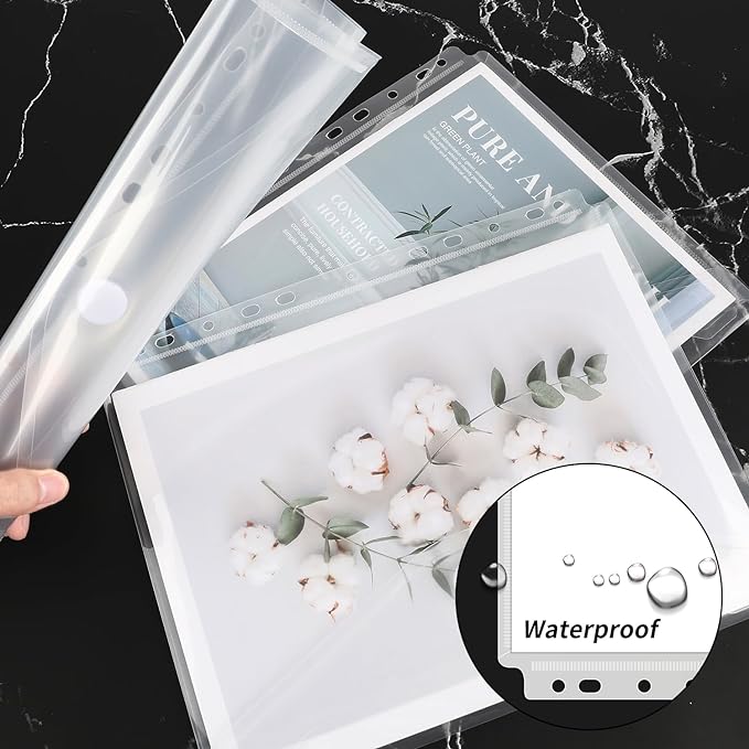 EOOUT 30Pcs Binder Folders, Binder Pockets, 11 Holes Clear Binder Organizer - Image 3