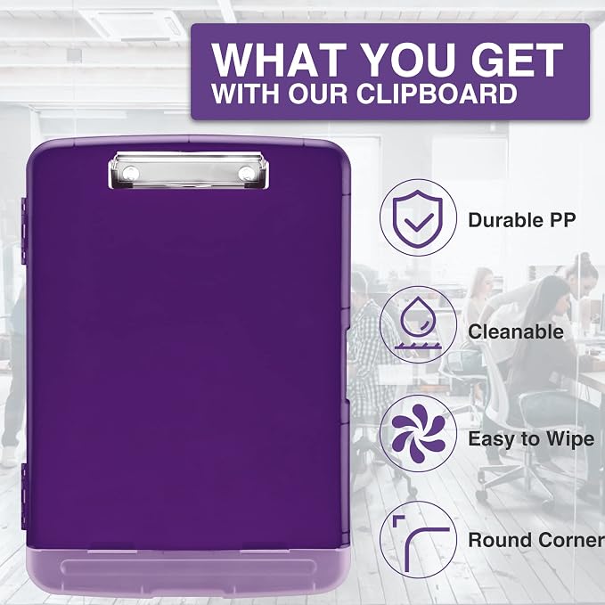 Sooez Clipboard with Storage, Clip Board 8.5 x 11 with Pen Holder, Plastic - Image 4