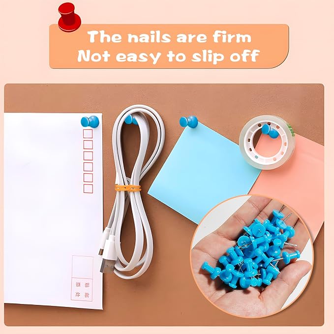 VAPKER Push Pins Tacks 120Pcs Deep SkyBlue Thumb Tacks Larger Size Pin Map - Image 4
