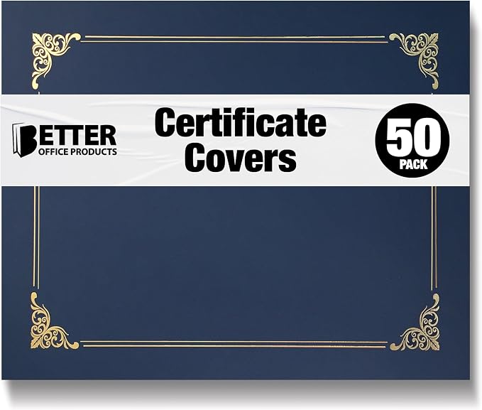 50 Pack Certificate Holders, Diploma Holders, Document Covers by BetterOfficeProducts