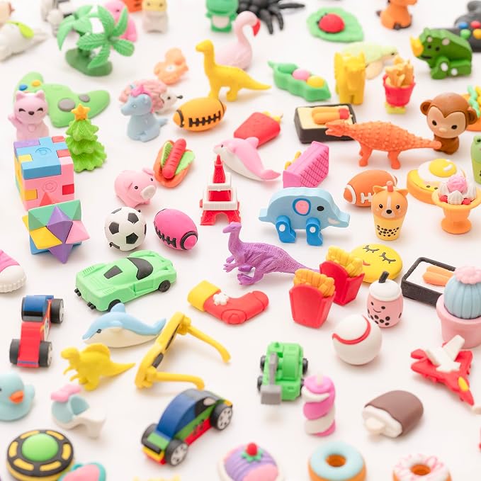 156pcs 3D Cute Kids Erasers, Random Desktop Pet Toys Gifts, Classroom Rewards - Image 4