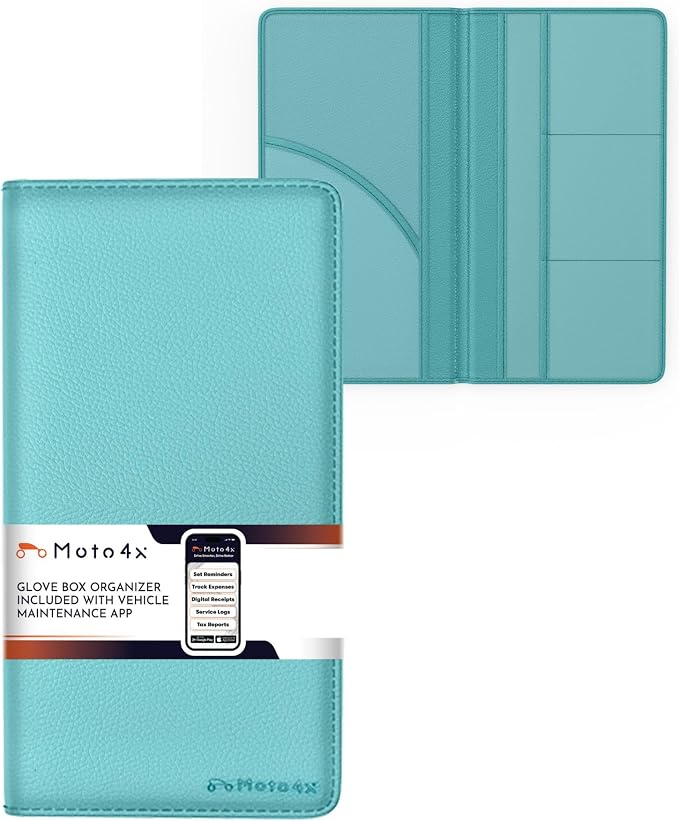 Car Registration and Insurance Card Holder, Premium PU Leather Glove box by Moto4x