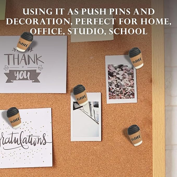 20 Pcs Coffee Cup Printed Decorative Push Pins - Image 5